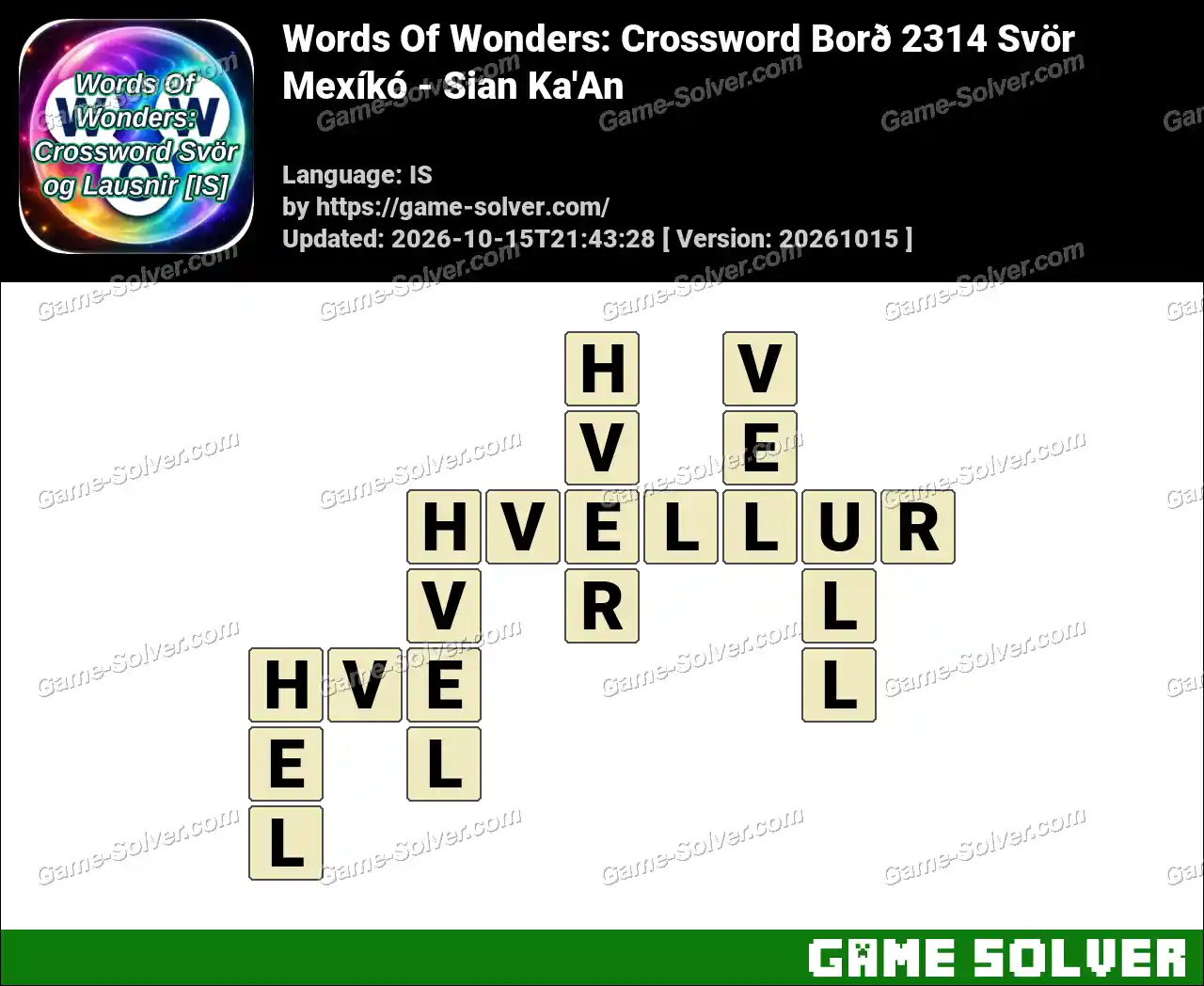 Words Of Wonders: Crossword Borð 2314 Svör – Mexíkó – Sian Ka’An